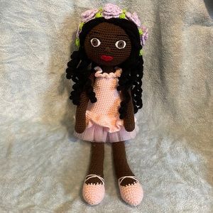 Light Pink Ballerina Doll With Purple Flowers